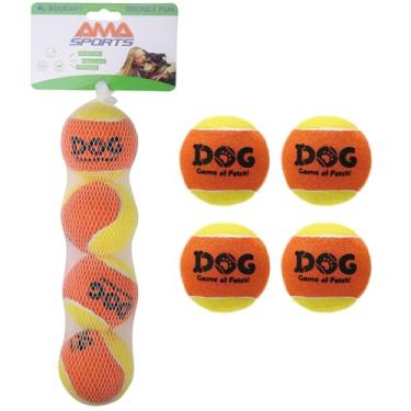 Imagem de AMA SPORT Bolas de tênis estridentes para cães de 6,3 cm pequenas e médias para jogar e pegar brinquedos de cachorro para treinamento, exercício, salto alto, pacote com 4 (laranja amarelo)