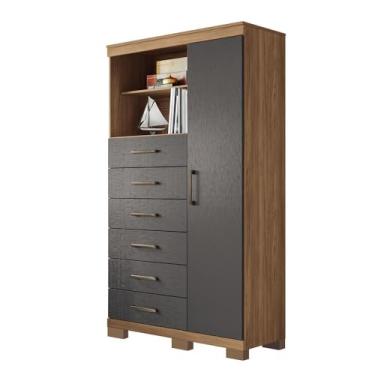 Imagem de Cômoda Multiuso 1 Porta 6 Gavetas com Pés Marabá Santos Andirá