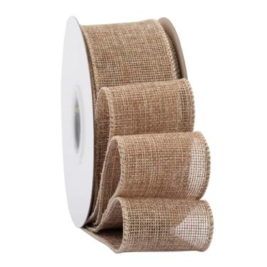 Imagem de Ribbonitlux Fita De Juta Natural Com Arame, 5 Cm X 20 Jardas, Borda Para Embrulho Presentes, Laço Grande, Guirlanda E Decoração Árvore Natal