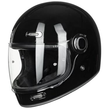 Imagem de ILM Capacete De Motocicleta Integral Retrô Para Adultos Com Viseira, Capacetes Vintage, Cruisers, Scooters, Ciclomotores, Compatível Pinlock, Modelo Dot Z503 (Preto Brilhante, Médio)