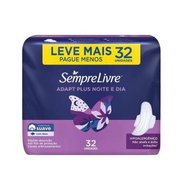 Imagem de Absorvente Sempre Livre Adapt Plus Noite e Dia Suave Com Abas 32 Unida