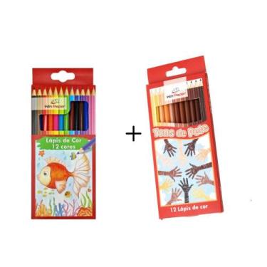 Imagem de Lápis de Cor Tons de Pele + Lápis De Cor Win paper 12 Cores