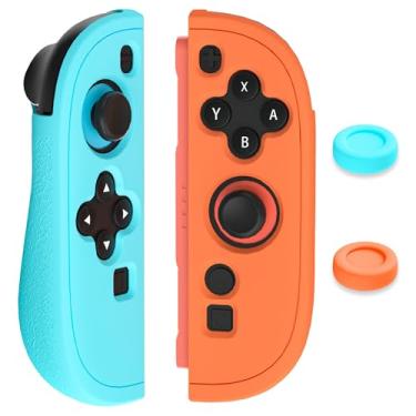 Imagem de GLDRAM Soft Silicone Case for Nintendo Switch 2 Joycon Controller, Comfort Protective Cover Shell Skin Protector with 2 Thumb Caps for Joycon 2 Grip - Blue & Orange