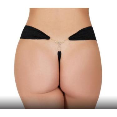 Imagem de Tanga Sex Fio Rendada e Detalhe em Strass  -  Tam. Médio - Cores: Pret