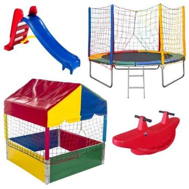 Imagem de Cama Elástica 2,44m Piscina de Bolinhas 1,00m Escorregador Médio Gango