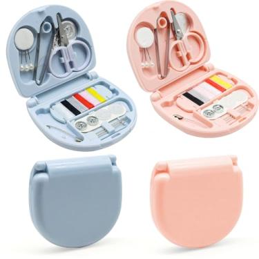 Imagem de Yasdyri Kit De Costura Mini Com 4 Unidades, Portátil Para Viagem, Caixa Viagem Aprovada Pela Tsa Linhas, Tesouras E Agulhas Mão