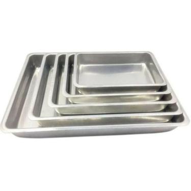 Imagem de Conjunto Assadeira Retangular Alta 5 Pçs Em Alumínio