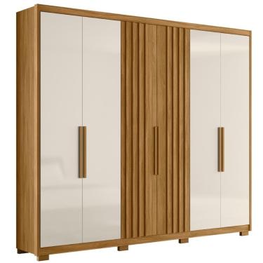 Imagem de Roupeiro 3 Portas Ripados Roma Freijó Off White