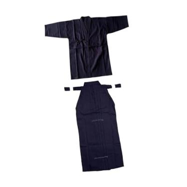 Imagem de Aymzbd Conjunto de Uniforme de Kendo Judô Masculino Feminino Dobok Ninjas Roupas Tradicionais Samurai, Azul e Azul, 165cm