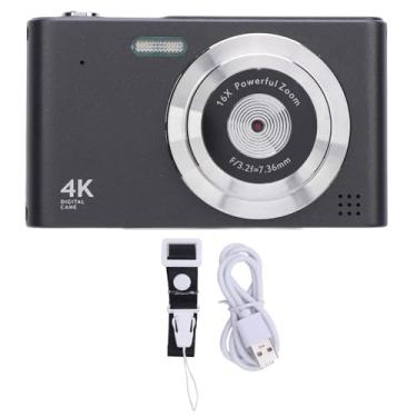 Imagem de Câmera digital Câmera de viagem com compacta de 48mp 4K 48MP com tela IPS de 2,4 polegadas IPS Anti Shake de gravação de vídeo Flash para fotografia ao ar livre (Preto)
