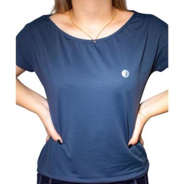 Imagem de Blusa Fitness Feminina Uv50+ Dryfit Poliamida Academia  Gola Canoa Com