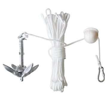 Imagem de Kit de âncora de caiaque, âncora dobrável compacta de 700 g para caiaques, prancha de remo, canoas, jet skis, barcos pequenos com corda de reboque de 20 pés
