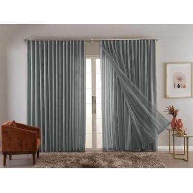 Imagem de Cortina trilho Suiço Forro com linho  Cinza  6.00 x 2.80 - Bella Moda