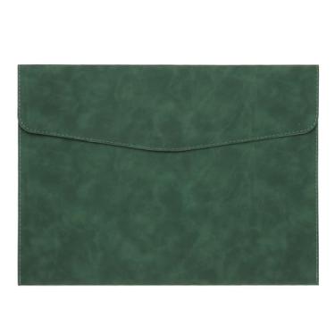 Imagem de PATIKIL Pasta de arquivo A4 de couro PU, organizador de documentos, pasta envelope com fecho de pressão para recibo de carta, verde