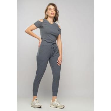 Imagem de Conjunto Comfy Com Blusa Ombro Vazado e Jogger Canelada Grafite Salvat