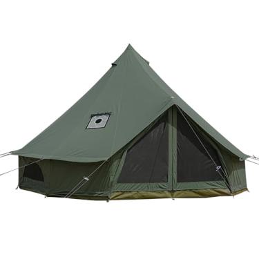 Imagem de VANFOND Barraca de sino de lona, yurt com macaco de fogão, barraca de parede glamping impermeável e respirável, lençol de chão removível para festa de acampamento