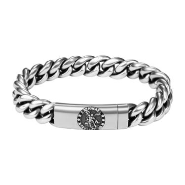 Imagem de Aroncent Pulseira de São Miguel Arcanjo: Pulseira de perfume difusor de óleo essencial de aço inoxidável - Presente de joias de proteção religiosa, regular, Almofadas de algodão, Sem pedras preciosas