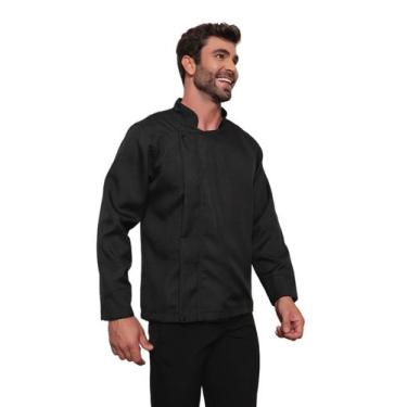 Imagem de Dolma Chef Masculina com Zíper Preta Nápoles - Gardenia Jalecos, GG