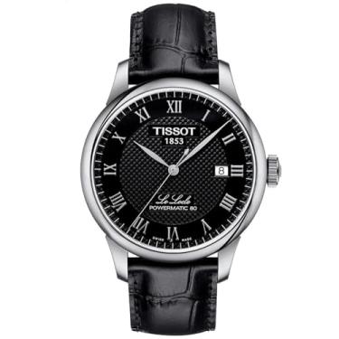 Imagem de Tissot Relógio social masculino Le Locle de aço inoxidável, Preto