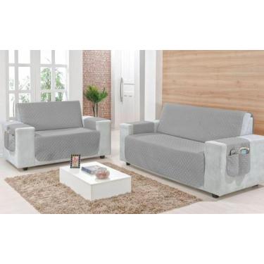 Imagem de Capa Protetor Sofá 2 E 3 Lugares Matelado Francielli Com Porta Acessór