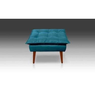 Imagem de Puff Opala Retangular Sala e Quarto - Leo Decor, Azul Turquesa