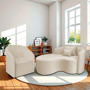 Imagem de Kit Recamier Curvo Sala de Estar Inglaterra 150cm Lado Esquerdo e Polt