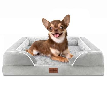 Imagem de Comfort Expression Sofá-cama ortopédico impermeável para cães pequenos, com capa removível lavável e parte inferior antiderrapante (PP, cinza e branco)