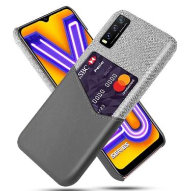 Imagem de Capa para VIVO Y20/Y20S/ Y20i,Anti-deslizamento,Proteção contra quedas de 360°,Resistência à impressão digital,Tela e caso de couro PU com 1 slot de cartão atrás-Gray