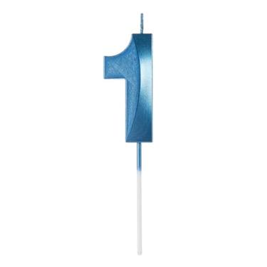 Imagem de Vela de Aniversario Design Azul Perolizada (Numero 1)