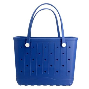 Imagem de Forrader Bolsa de praia de borracha, grande bolsa de praia impermeável para barcos de piscina, esportes, bolsa de viagem lavável ao ar livre, Azul royal, Medium