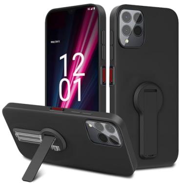 Imagem de Nijiadi Capa para celular T-Mobile Revvl 6 Pro 5G com protetor de tela, rotação de 360° com suporte oculto e suporte oculto de silicone TPU para T-Mobile REVVL 6 Pro - preta