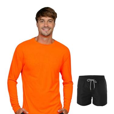Imagem de Kit Shorts Bermuda TACTEL + Camiseta Academia MASCULINO MANGA LONGA PROTEÇÃO UV SOLAR 733-Masculino