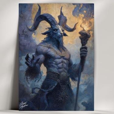 Imagem de Quadro Decorativo Baphomet - Mitologia Grega - Bruxaria - Wicca - Já com Fita Adesiva (20x14cm)