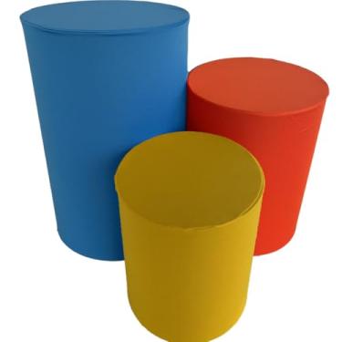 Imagem de Trio de Capa para Cilindro Para Festa Decoração de festa trio capa de cilindro Monte Sua Capa(AZULCELESTE, LARANJA E AMARELO)