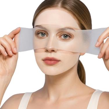 Imagem de 221 peças de adesivos de óleo de rícino - Almofadas de compressão de algodão elásticas descartáveis com design de orifício aberto respirável, alívio de rugas faciais e hidratação para a pele com