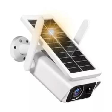 Imagem de Câmera de segurança externa sem fio, energia de bateria recarregável solar WiFi, câmeras domésticas de vigilância IP, com detecção de movimento PIR, visão noturna, áudio bidirecional