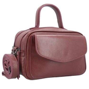 Imagem de Bolsa de Couro Baú Carol Bauarte, Vinho