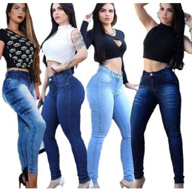 Imagem de Kit c/ 3 Calça Jeans Lycra Feminina Levanta Bumbum Modelos - Apollogy,
