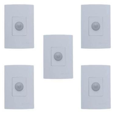 Imagem de Kit 5x Sensor De Presença Qualitronix, Embutir Sem Chave, Lente 180º, 6 Funções - Qi2mb