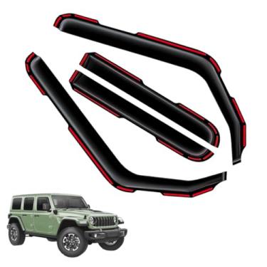 Imagem de Viseiras de janela no canal de proteção contra chuva para Jeep Wrangler JL 2018-2025/Gladiator 2020-2025 (2018-2025) – defletores de ventilação de policarbonato fumê escuro com canal de 4 peças
