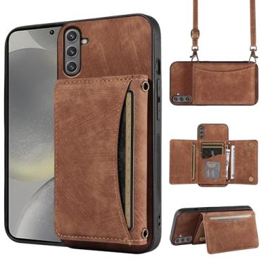 Imagem de Capa de telefone para Samsung Galaxy S25 Plus S25+ 5G Capa carteira com alça de ombro transversal, bolso fino para cartão, bolsa flip para celular S25Plus 25S + S 25 25+ SM-S936U meninas mulheres