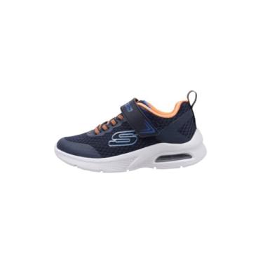 Imagem de Skechers Tênis Microspec Max para meninos, Azul-marinho/laranja, 1 Wide Little Kid