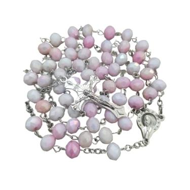 Imagem de RONG YAN SHENG SHI Rosário moderno católico para mulheres - rosário de cristal colorido gradiente, bolsa de botão de estilo simples de cor sólida, presentes para mulheres, 50cm, Zinco, Sem Pedra