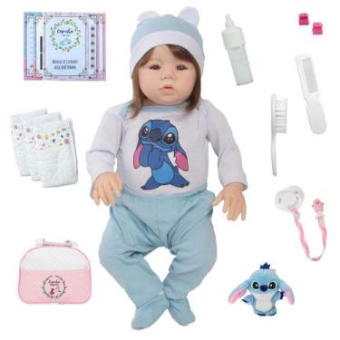 Imagem de Boneca Reborn Realista Stitch com Cabelo Castanho Real - Cegonha Rebor