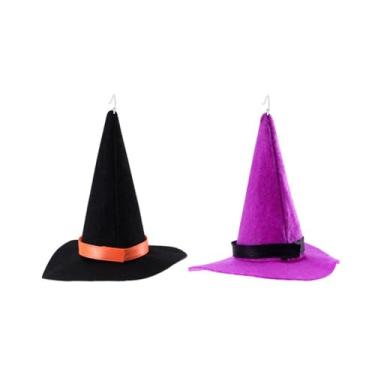 Imagem de Kokoma Brincos pendentes de chapéu de bruxa para mulheres, textura de feltro, brincos pendentes leves, engraçados, acessórios de joias de orelha para fantasia de Halloween