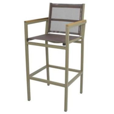 Imagem de Banqueta de Cozinha Modelo Zurick Luanda em Tela Sling Com Braços de M