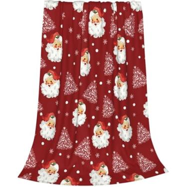 Imagem de Cobertores de Natal Papai Noel, cobertor de lã macio e leve antibolinhas para mulheres, 152 x 203 cm, árvore de inverno, floco de neve, vermelho, cobertor decorativo para cadeira, sofá, quarto