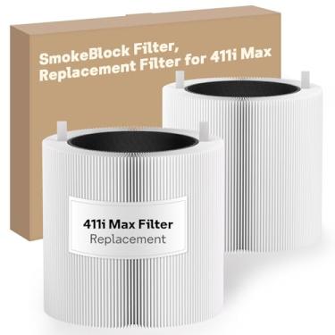 Imagem de Leemone Filtro de substituição SmokeBlock 411i Max e 411a Max compatível com purificador de ar Blueair 411i Max e 411a Max, Blue Pure F4MAX, pacote com 2