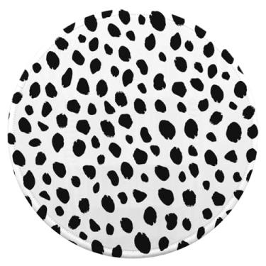 Imagem de Boutilon Tapete de rato redondo base de borracha antiderrapante com borda costurada tapete de rato pequeno lavável 19 x 19 cm para computador, laptop, casa, escritório (bolinhas)