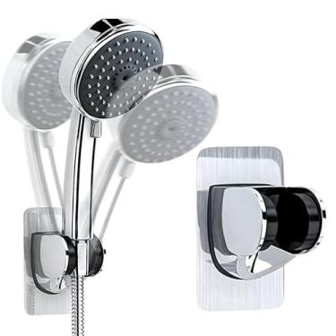 Imagem de Suporte Adesivo Ducha Higiênica Chuveirinho Ajustável Flexível Cromado ABS Banheiro Box Sem Furo Resistente